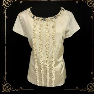 Rare BODEN LIMITED EDITION Embellished Silk Blend Top in Champagne Womens Sz 8